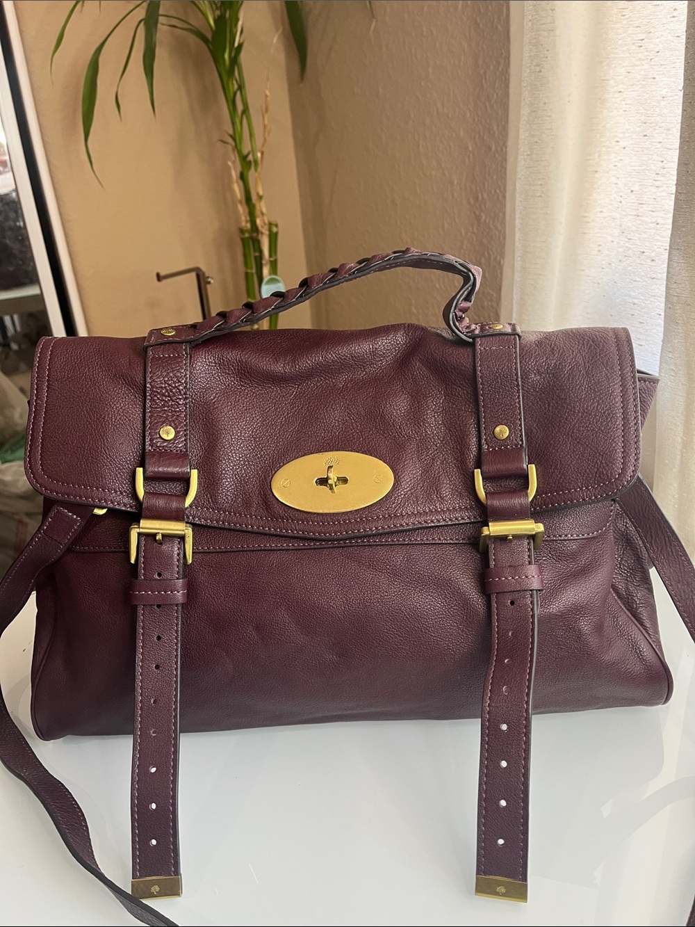 MULBERRY DEEP BURGUNDY BUFFALO LEATHER ALEXA